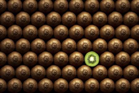 Sliced kiwi between group
