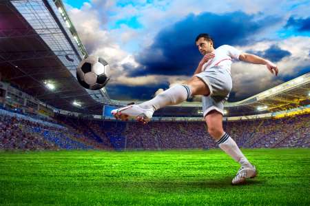 Football player on field of stadium