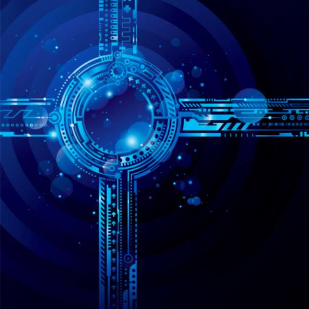 Abstract high tech blue background with light effect.