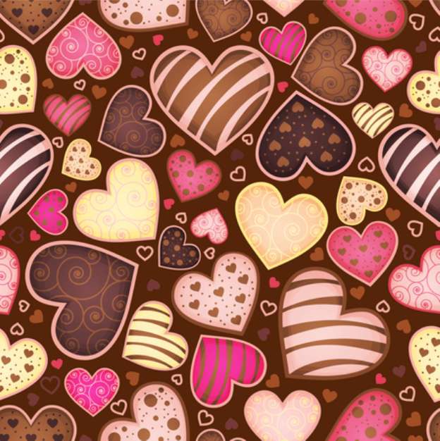 seamless chocolate pattern with sweetmeat in form heart