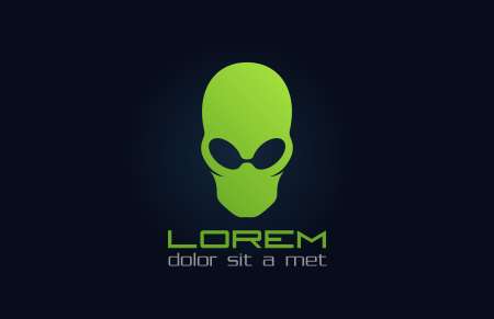 Alien green logo. Abstract character. Incognito.