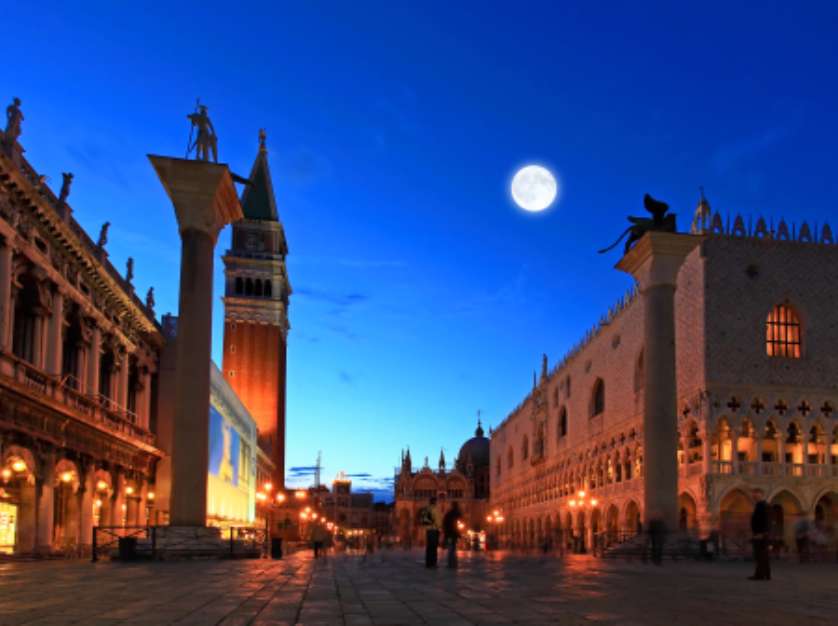 The night scene of San Marco Plaza in Venice