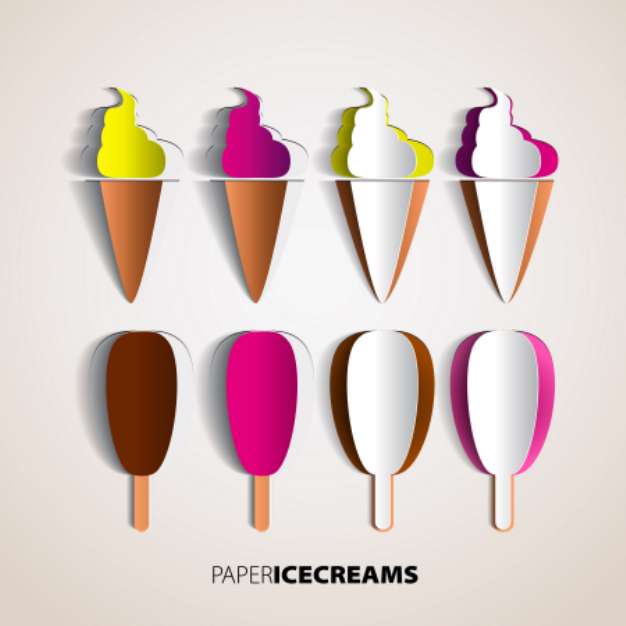 Set of Vector Ice Cream from paper