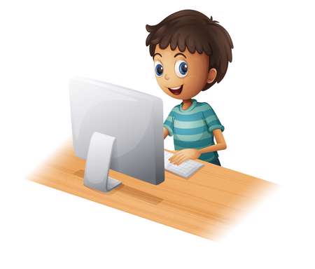 A boy playing computer