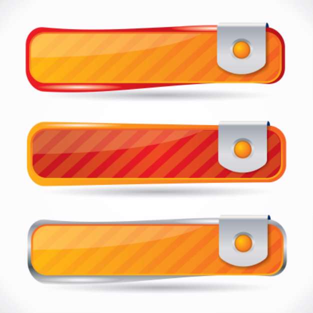 Glossy red and orange button set