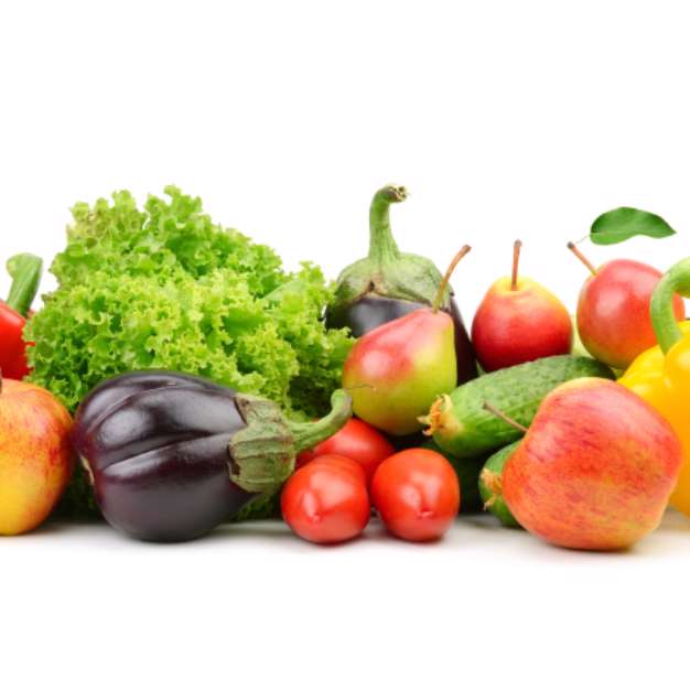 fruits and vegetables isolated on white background