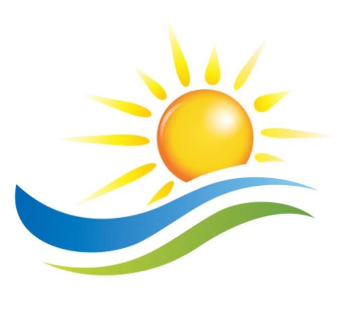 illustration of sunset view with island and sea beach