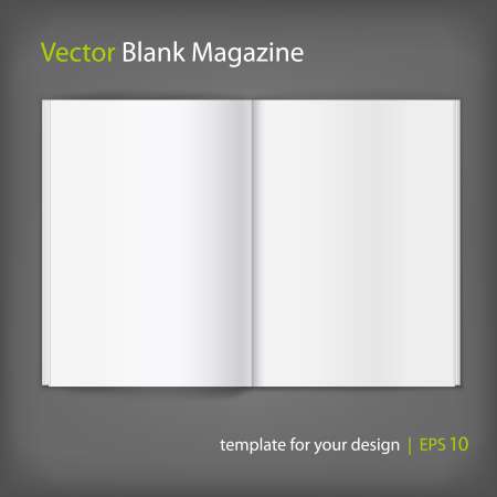 Vector white blank magazine spread. Template for your design