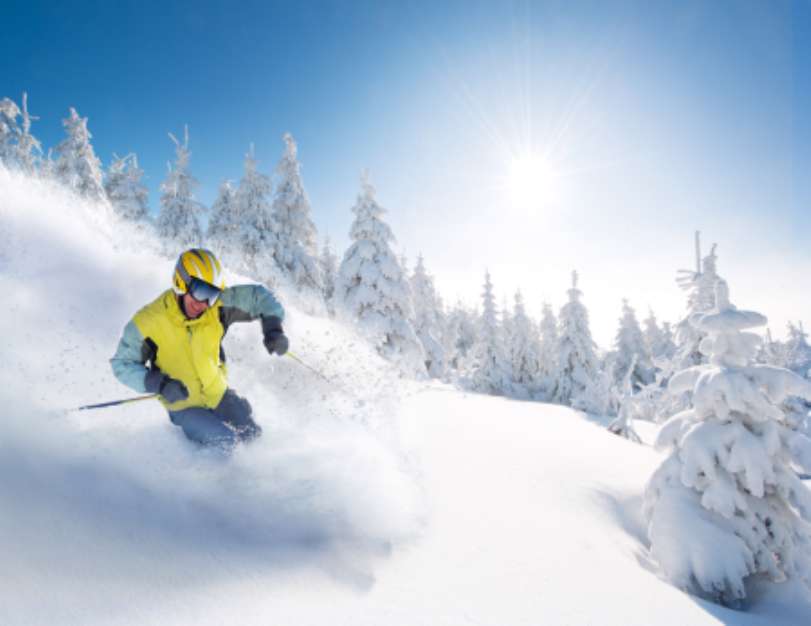 skier in mountains