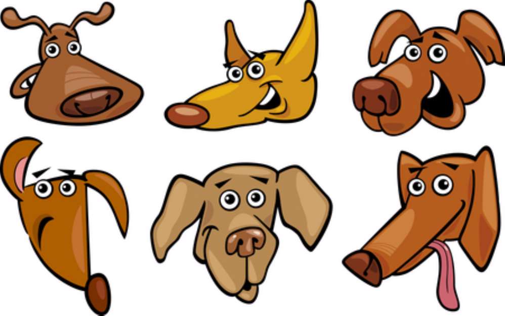 Cartoon funny dogs heads set