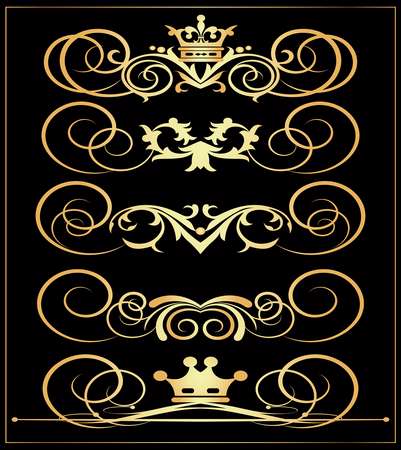 Vector set. Victorian Scrolls and crown.