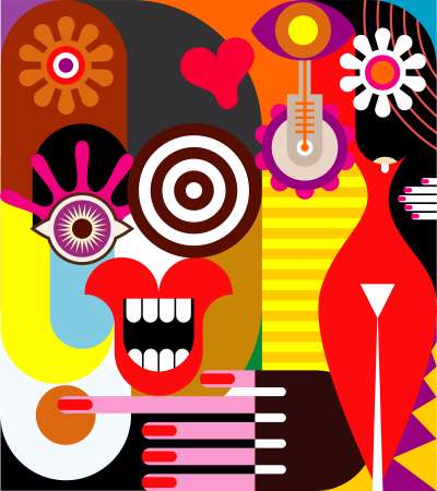 Two women abstract illustration