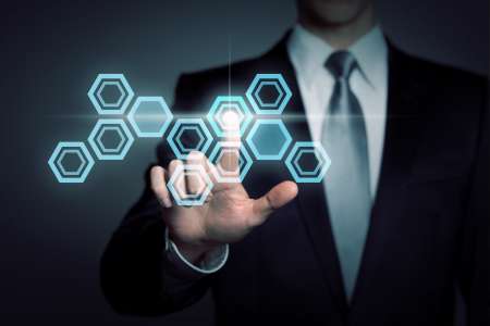 businessman using modern touchscreen application