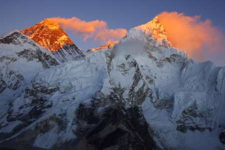 Top of the world Everest 8848m and Nupse 7864m