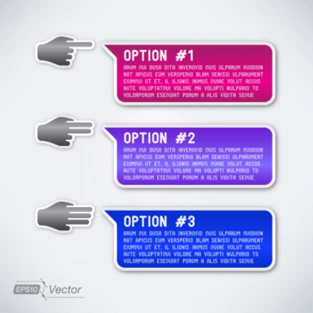 Three options with hands