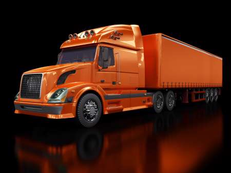 Heavy red truck isolated on white