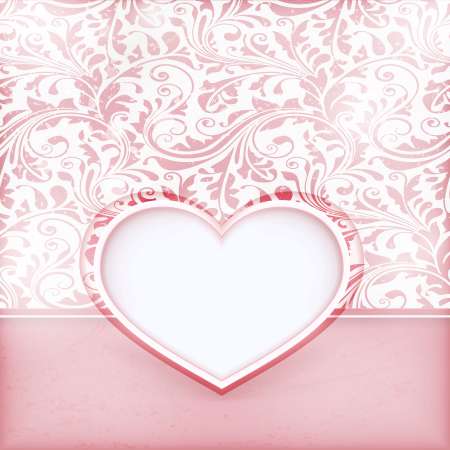 Grungy floral invitation card with love heart label