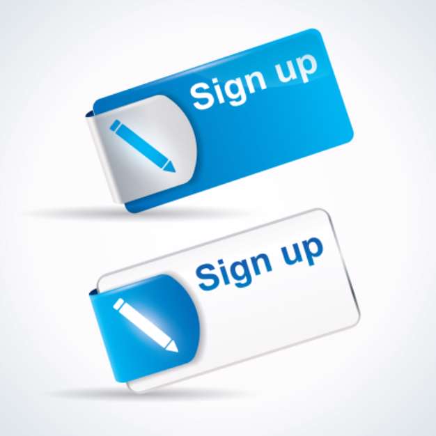 Sign up button or icon with reflective web2 and catchy design