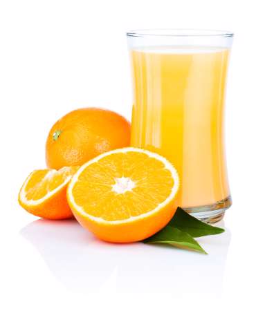 Glass of fresh orange juice Isolated on a white background