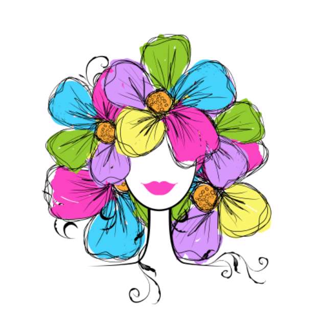 Woman head with floral hairstyle for your design