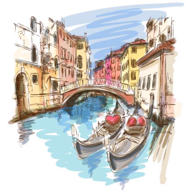 Venice, Italy. 2 gondolas