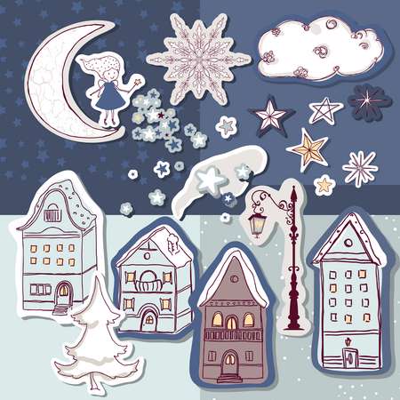 Magic winter night seamless pattern