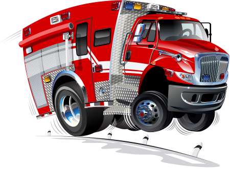 Vector Cartoon Rescue Truck