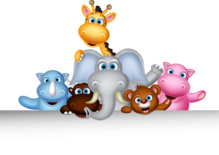 cute animal cartoon with blank sign