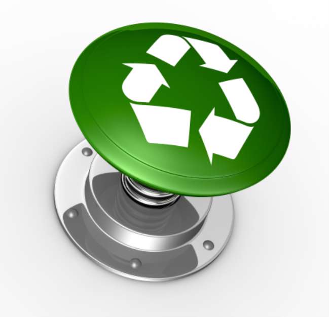push button with recycling symbol