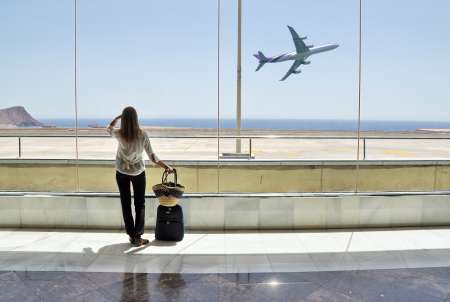 Girl at the airport window