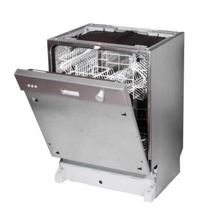 Modern built in dishwasher isolated on white
