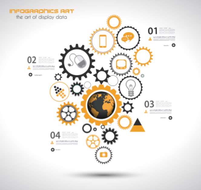 Infographic design template with gear chain.