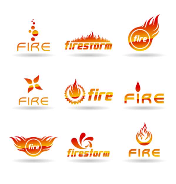 Set of abstract fire icons.
