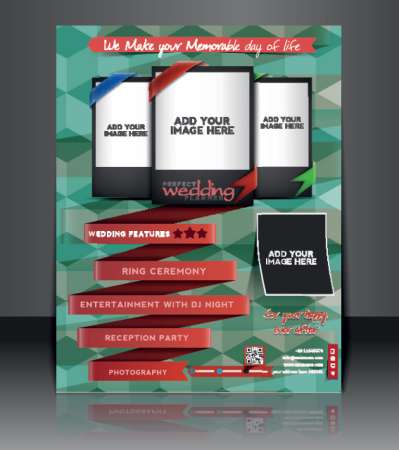 Vector wedding planner business brochure, flyer, magazine cover