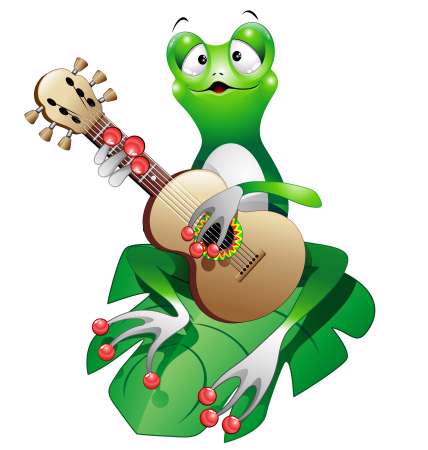 Singer Frog Cartoon with Guitar-Rana Cantante con Chitarra