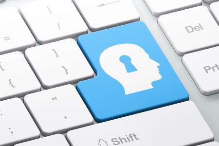 Education concept: Head Whis Keyhole on computer keyboard backgr