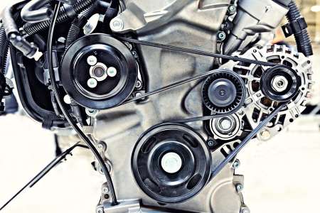 pulleys with belt in the car motor