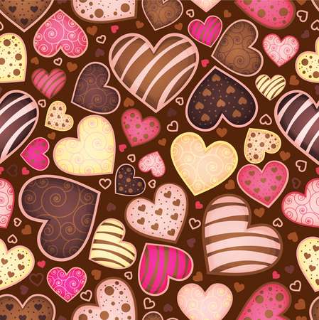 seamless chocolate pattern with sweetmeat in form heart