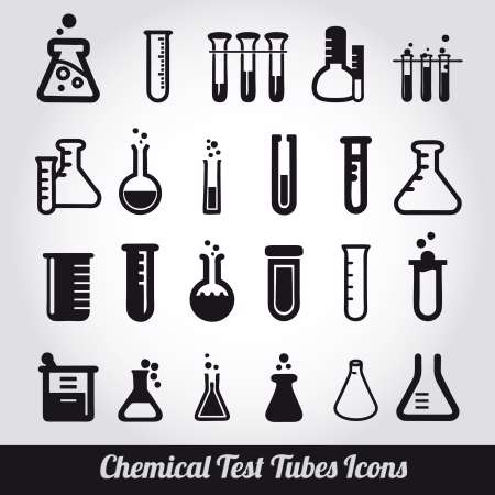 Chemical test tubes icons illustration vector