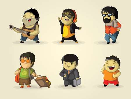 Characters involved various activities