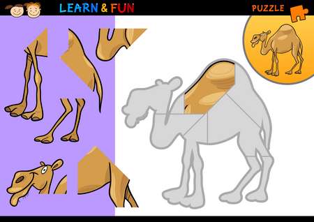 Cartoon dromedary camel puzzle game