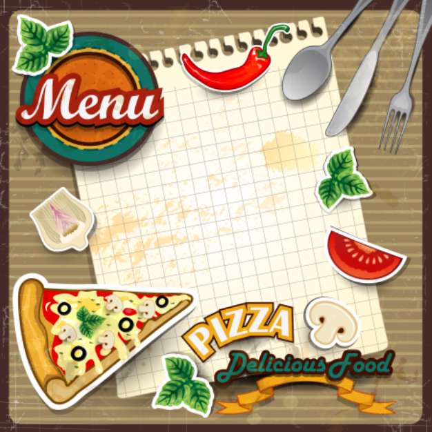 Menu pizza with sheet