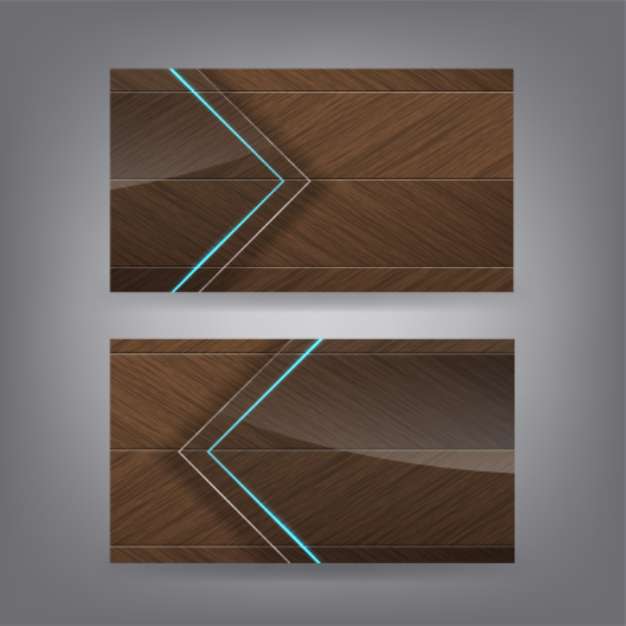 Wood and neon glass theme business card template
