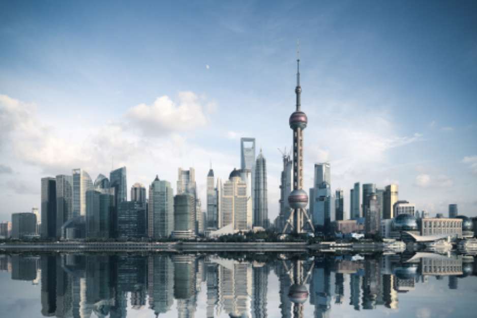 shanghai skyline with reflection