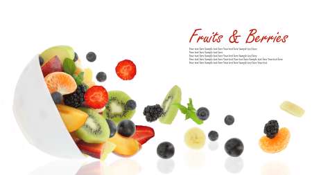 Fresh fruits coming out from a bowl