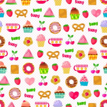 seamless pattern with fruit and sweets