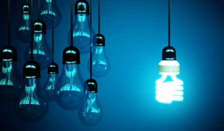 lightbulbs on blue