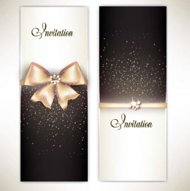Greeting cards with white bows and copy space. Vector illustrati