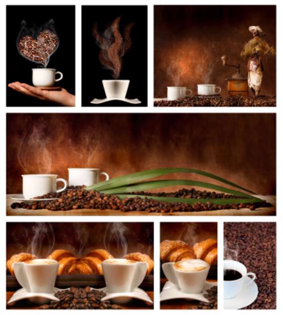 Serie di caffأ¨ con sfondo scuro