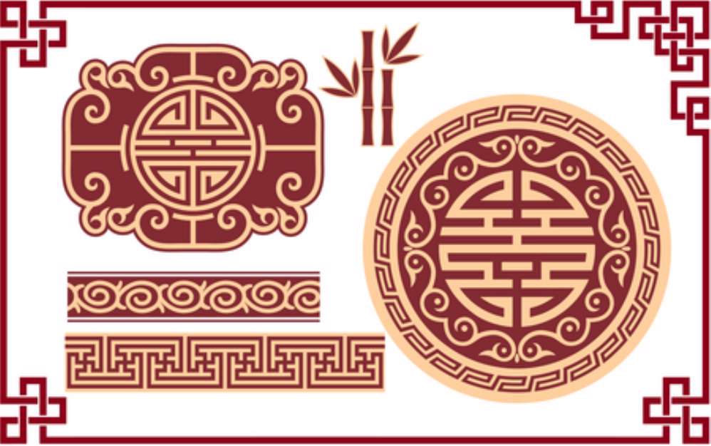 Set of Chinese Oriental Design Elements